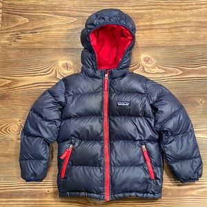 Patagonia Baby Hi-Loft Down Sweater Hoody - 4T - Navy